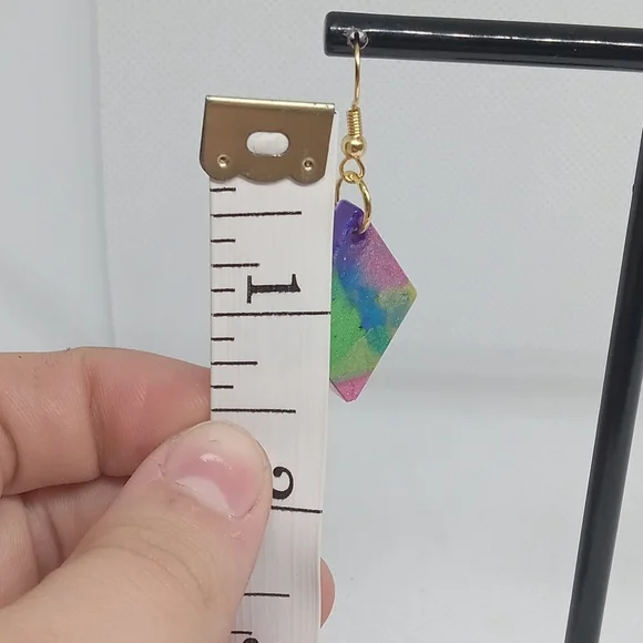 Hand Crafted Multicolor Diamond Earrings - Picture 5 of 6